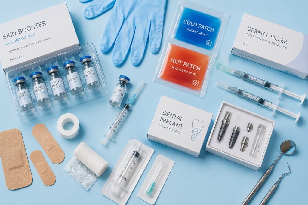 Medical devices including dermal fillers, dental implants, and clinical supplies